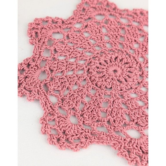 Set of 4 Pink & Blue Crochet Doilies Table Coasters Trivets Flower Doilies Set - Picture 7 of 7